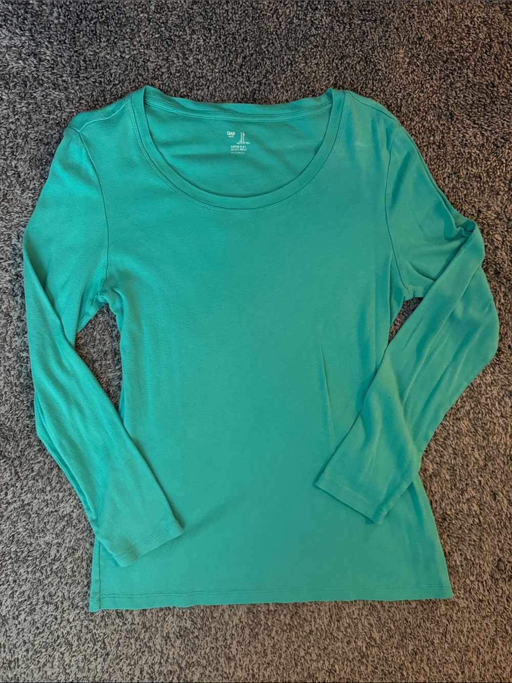GAP Women's Long-Sleeve Scoop Neck Top - Teal Green